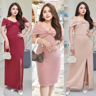 Janny ชุดเดรส เดรสสาวอวบ อ้วน Bigsize Plussize XXL ชุดออกงาน ชุดราตรี ผ้ามิลิน