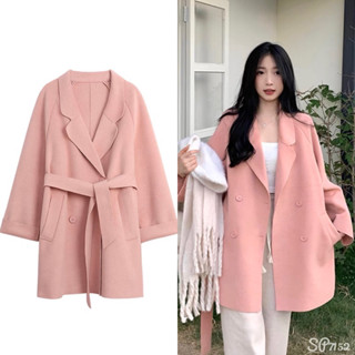 [กรอกโค้ด  SPDSEP2 ลดเพิ่ม!! ](พร้อมส่ง!) Trenchcoat โค้ทเกาหลี ผ้าวูล แบบยาวปานกลาง มีสายผูกเอว เนื้อผ้าดี ไม่มีซับนะคะ