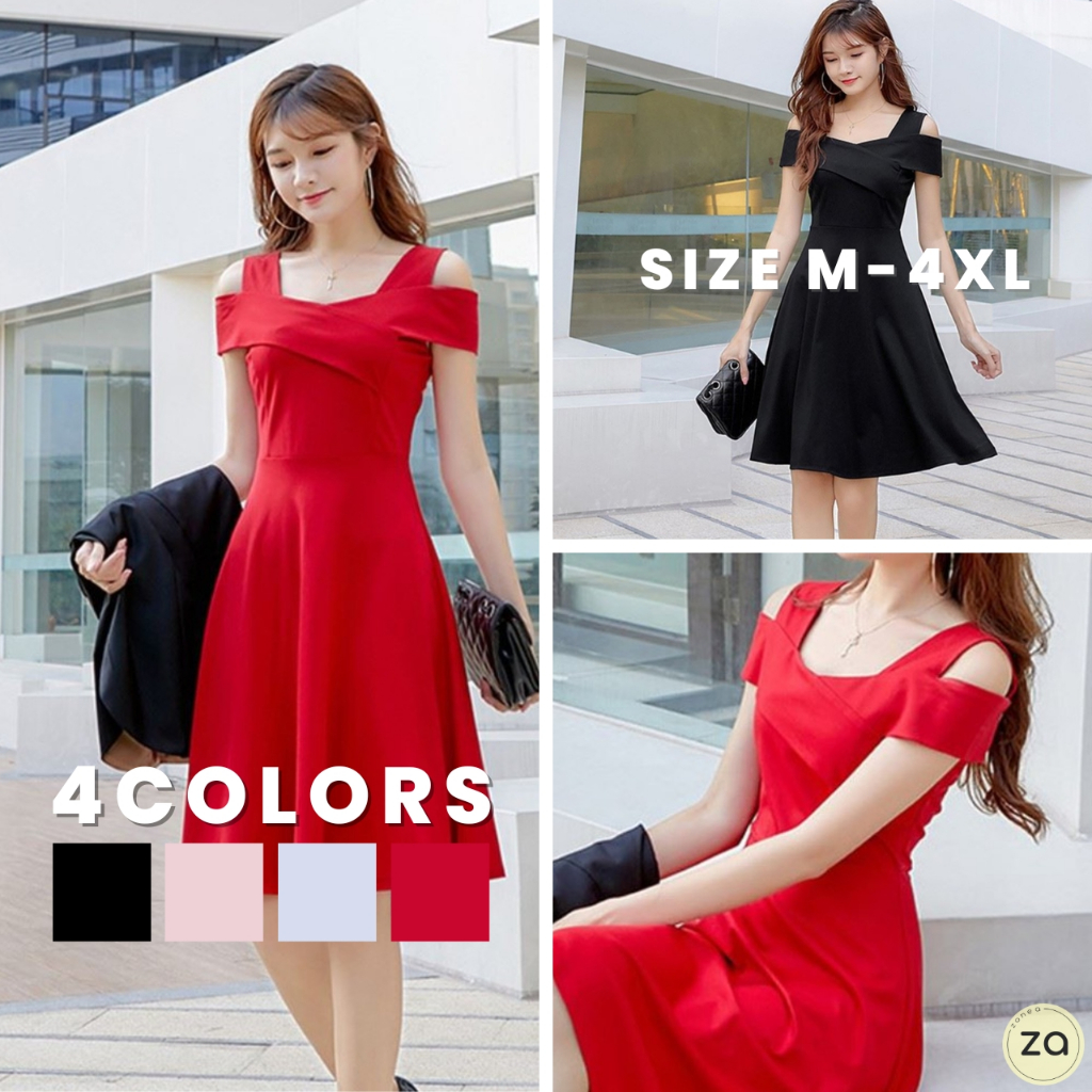 HOT SALE มินิเดรสสายเดี่ยวปาดไหล่ 4 สี