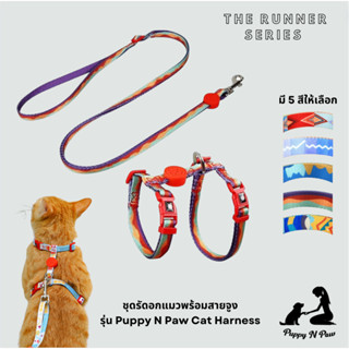 สายรัดอกพร้อมสายจูงแมวและหมาเล็ก สายรัดอกแมว ปลอกคอหมาเล็ก สายจูงแมว Cat and Small Dog Harness with Leash