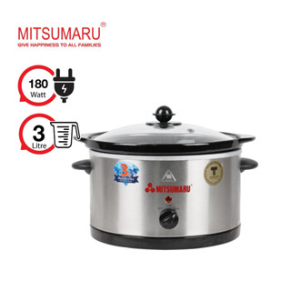 หม้อตุ๋น3ลิตร MITSUMARU AP-520 ตัวหม้อด้านนอกเป็นสเเตนเลสหม้อในเป็นเชรามิค