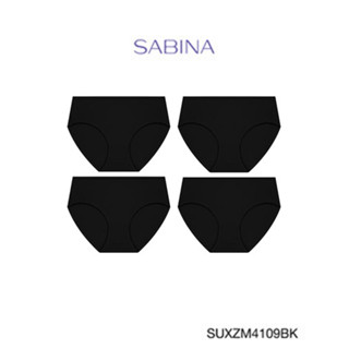 Sabina กางเกงชั้นใน (Set 4 ชิ้น) (ทรง Half) รุ่น Panty Zone รหัส SUXZM4109BK  สีดำ