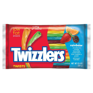 Twists Twizzlers Rainbow Candy ลูกอิมเยลลี่รสผลไม้ รวม 6รสชาติ น้ำหนัก 351 กรัม นำเข้าจากสหรัฐอเมริกา exp.31/01/24