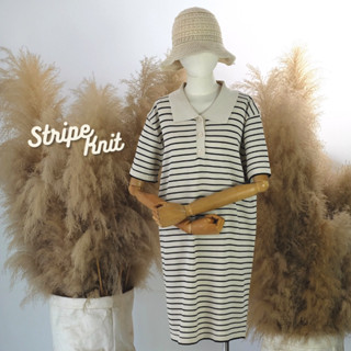 Strip knit เดรสไหมพรมสีครีม