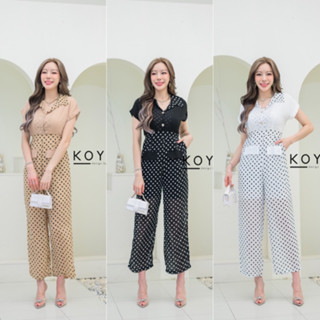 K349-3 จั้มขายาวแบบใหม่ ผ้าชีฟอง chiffon เชือกเอว ซิปหลัง เป๋าข้าง ซับในทั้งตัว