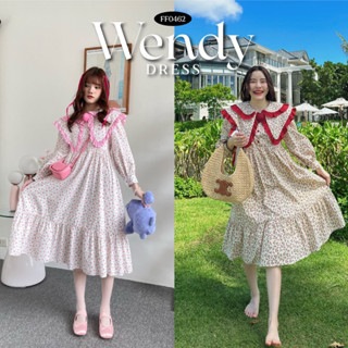 FLAT2112 FF0462 : WENDY DRESS เดรสลายดอกไม้ เดรสยาว