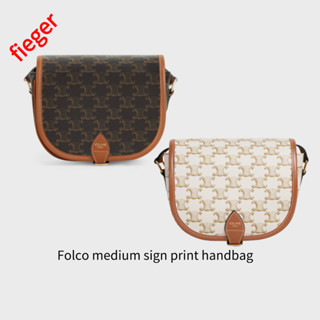 กระเป๋าคลาสสิก Celine ใหม่ Folco medium sign print handbag