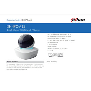 กล้องวงจรปิด Wireless IP Camera P2P Dahua IPC-A15