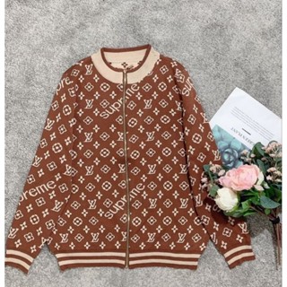 พร้อมส่ง เสื้อไหมพรมแขนยาวงานสวยหรูมากมีซิปด้านหน้ารูดได้จริงใส่เป็นเสื้อคลุมเสื้อกันหนาวเก๋กู๊ดทอลายทั้งตัวงานสวย