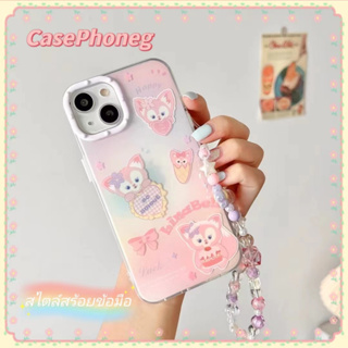 🍑CasePhoneg🍑ป้องกันการหล่น ขอบเต็ม สไตล์สร้อยข้อมือ iPhone 11 14 pro max ลีน่า เบลล์ การ์ตูน สีชมพูcase for iPhone 12 13