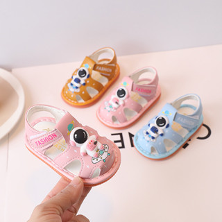 Babyonline(X128)F2 รองเท้าแตะรัดส้นเด็กมีเสียง พื้นยางPVCนิ่ม มีกันลื่น