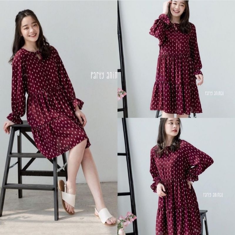 Party animal-ชุดเดรสคอกลม แขนยาว Used