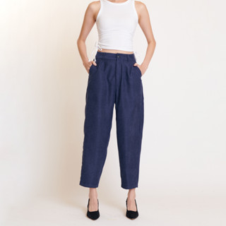 Khaki Bros. - Pegged High waist Pants - กางเกงขายาวสำหรับผู้หญิง - KL23B003(Navy,S)