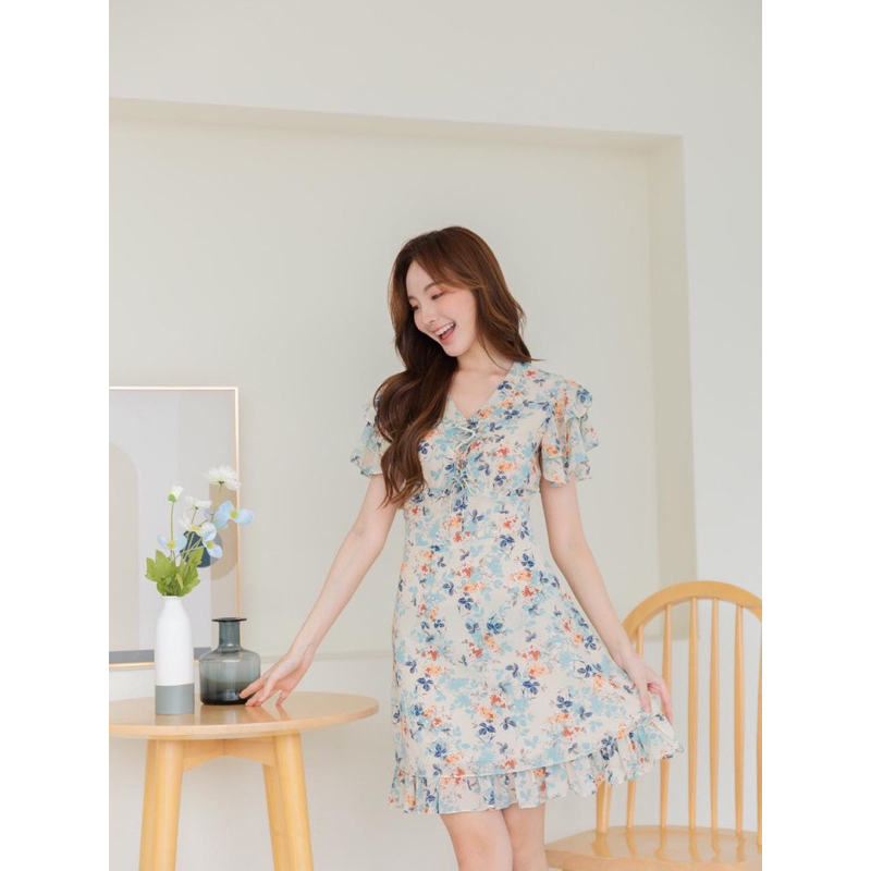 เดรสผ้าชีฟอง แบรนด์ nous us ไซส์ M