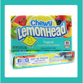 ลูกอมเคี้ยวหนึบ นำเข้าจาก แม็คซิโก Lemonhead Chewy Candy, Tropical, 0.8 Ounce Box,