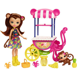 Enchantimals Merit Monkey Doll with Fruit Cart and Monkey Figure