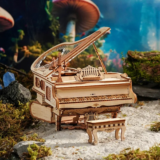 [ส่งด่วนกทม.] ตัวต่อไม้ Magic Piano กล่องดนตรีไขลาน ของเล่นไม้ DIY ประกอบเอง ROKR AMK81