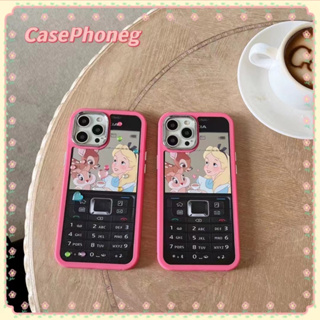 🍑CasePhoneg🍑ป้องกันการหล่น ขอบเต็ม iPhone 11 14 pro max ขอบสีชมพู การ์ตูน สโนวไวท์ สาวน่ารักหัวใจ case for iPhone 12 13