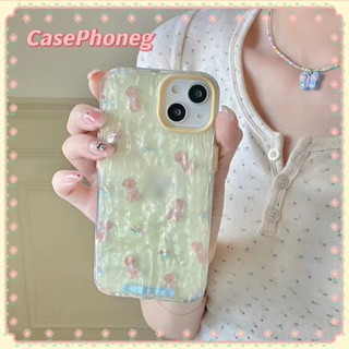 🍑CasePhoneg🍑ป้องกันการหล่น ขอบเต็ม iPhone 11 14 pro max เส้นขอบโปร่งใส พื้นผิว เล็กและสด ลวดลาย case for iPhone 12 13