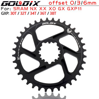 GOLDIX GXP ใบจานหน้าเดี่ยวจักรยาน 30/32/34/36/38T 3mm/6mm. offset สำหรับขาจาน Sram 11/12S NX XX XO GX Single Disc