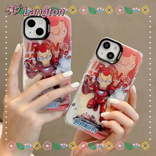 🌈Langton🌸ขอบเต็ม ป้องกันการหล่น iphone 11 14 pro max การ์ตูน ไอรอนแมน น่ารัก ความคิดสร้างสรรค์ case for iPhone 12 13