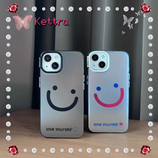 💜Kettra💜ป้องกันการหล่น ขอบเต็ม iPhone 11 14 pro max แพ็คอิโมติคอนยิ้ม รุ่นคู่ เรียบง่าย วัสดุฝ้า case for iPhone 12 13