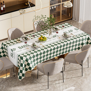 กันน้ำและน้ำมันหลักฐาน ผ้าปูโต๊ะลายสก๊อตสีขาว Nordic style tablecloth (ขนาด 1.37x1.80 ม ) PEVA ผ้าปูโต๊ะยาว