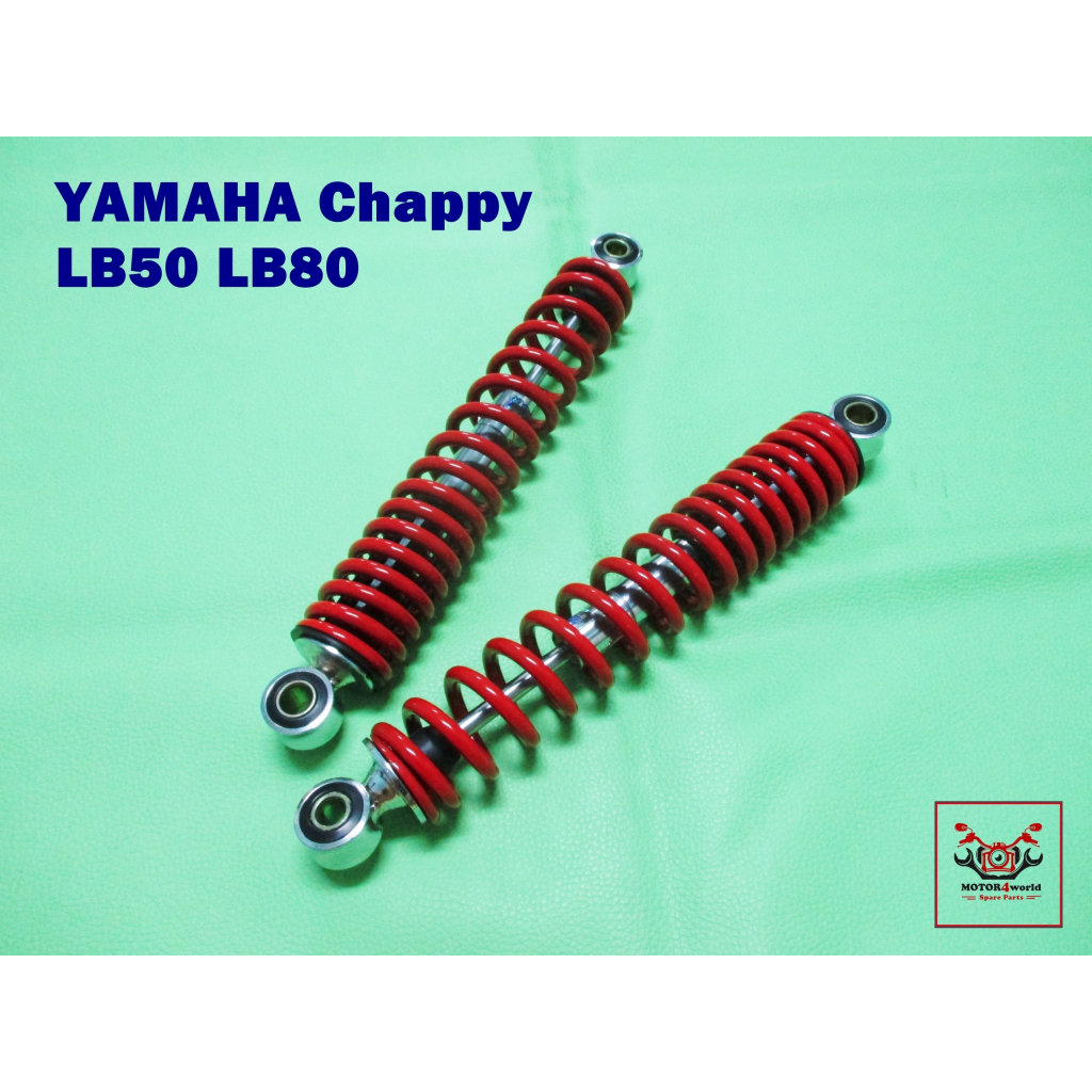 REAR SHOCK SPRING "RED" SET (285 mm.) For YAMAHA LB50 LB80 CHAPPY "CHROME" // โช๊คหลัง สปริงสีแดง