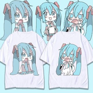 Hatsune Miku เสื้อยืดแขนสั้นสไตล์ญี่ปุ่นหญิง ins สาวฤดูร้อนผ้าฝ้ายเสื้อยืดน่ารัก