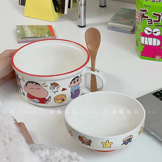 🍑 ถ้วยมาม่า Shin chan ชินจัง มีฝาปิด มีมือจับ ถ้วยชินจัง 14032