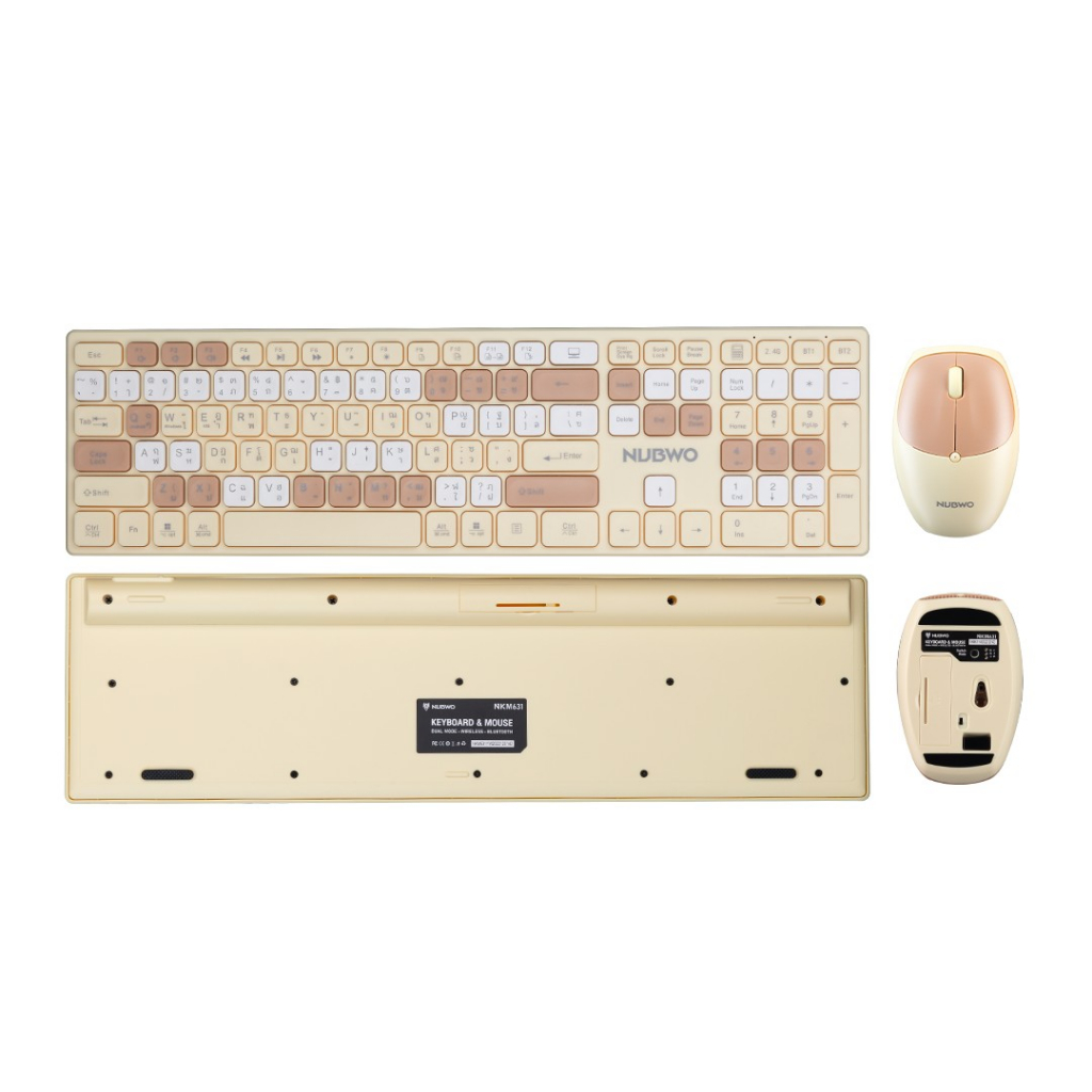 🔰ชุดคีย์บอร์ด&เมาส์ไร้สาย  Wireless + Bluetooth (★ ω ★) NUBWO NKM-631 🌀สีสันแนวหวาน สดใส น่ารัก มีทั้งหมด 3 สี🔥 - รูปที่ 3