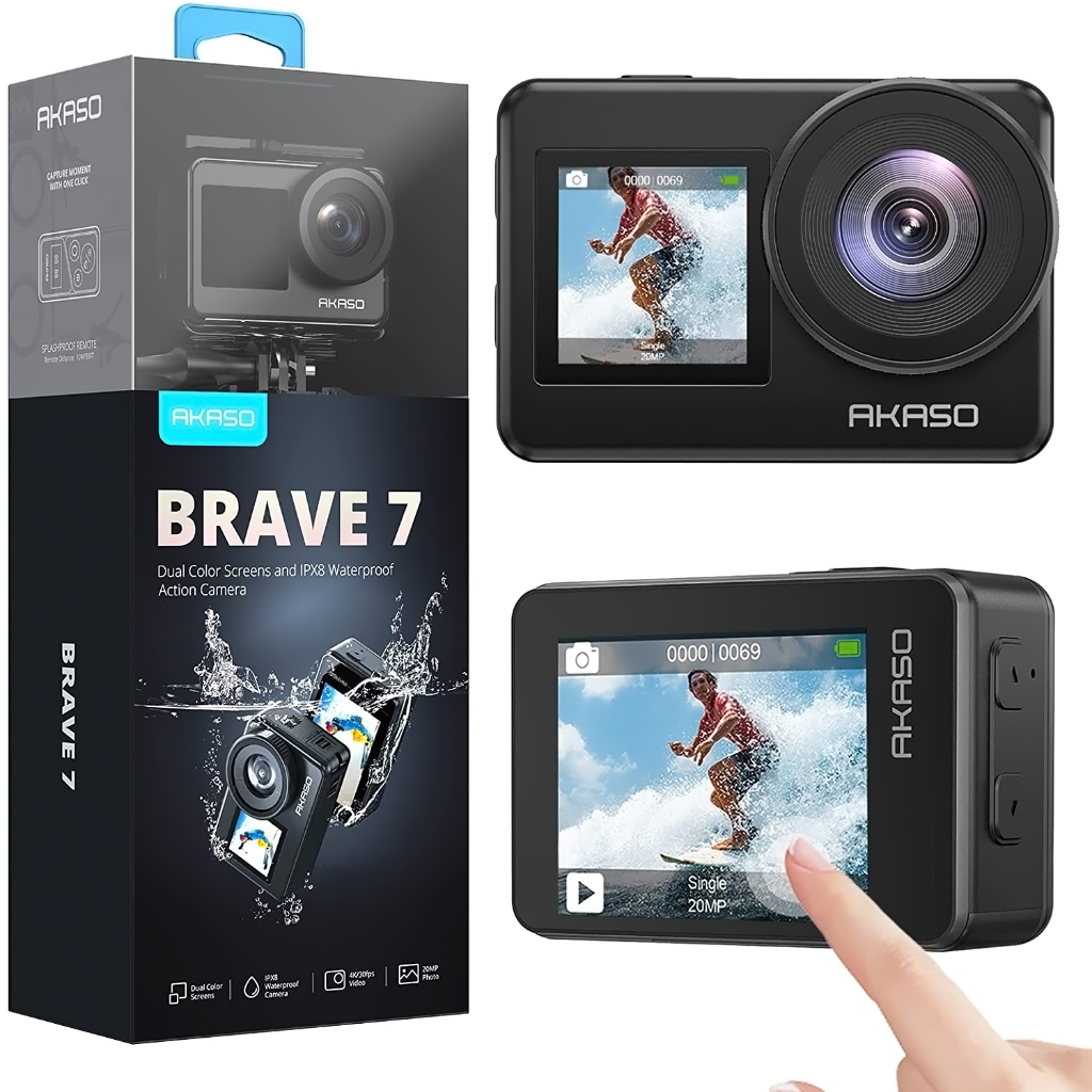 [ประกัน 1ปี ]กล้องแอคชั่น camera 4k AKASO Brave 7 กล้องกันน้ำ Sports Camera Wifi dual screen Waterproof กล้องติดหมวกกัน