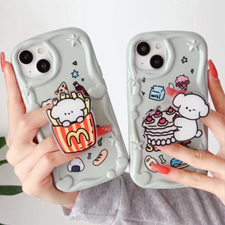 🎁ส่งของขวัญ🎁เคสไอโฟน 11 13 12 Pro Max ขาตั้งมือถือ การ์ตูน ลูกสุนัขน่ารัก เคส for ไอโฟน14 pro max soft case Iphone