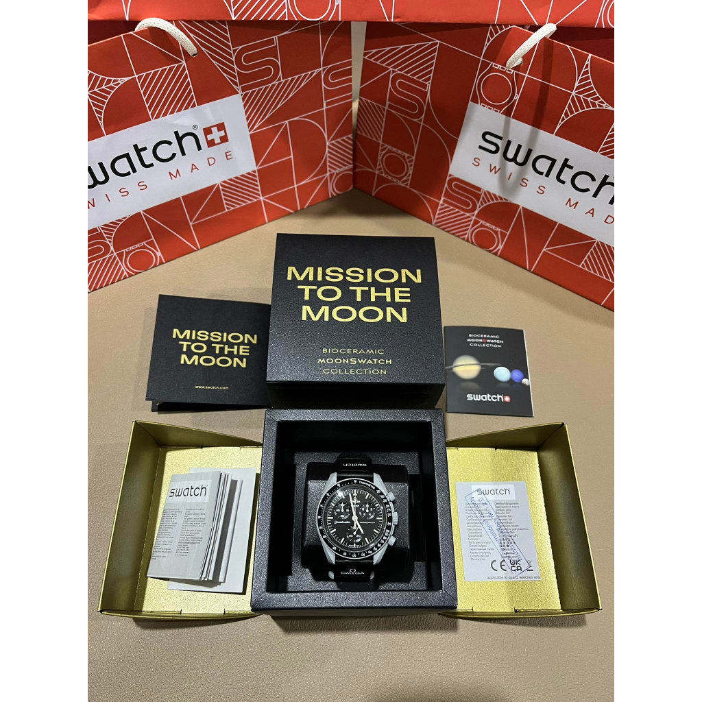 นาฬิกาOmega x Swatch รุ่น Mission to the Moonshine Gold (Floral Pattern)ของแท้100%จากช้อปไทย แถมฟรีฟิลม์กันรอย  พร้อมส่ง