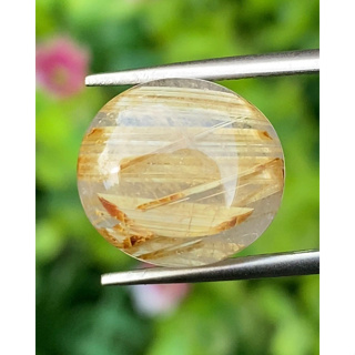 ตาแมว ไหมทอง ควอตซ์ Cat eye Golden Rutilated Quartz 11.31 กะรัต Cts.พลอยแท้ อัญมณีมงคลประจําวันเกิด เครื่องประดับพลอย