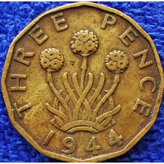 เหรียญ​อังกฤษ​ UK, (ยุค​George​ VI)​, 3 Pence, ใช้แล้ว, #1690T