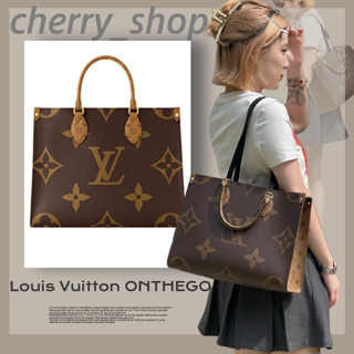 🍒Hot หลุยส์วิตตอง🍒Louis Vuitton ONTHEGO MM Bag LV กระเป๋าถือสตรี หลายสี สิริ🍒