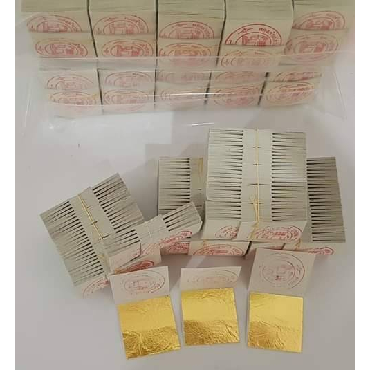 ทองกิมซัว4x4cm ผลิตจากทองแท้99.9% แผ่นทองคำเปลวแท้100% ตราช้าง  ใช้ปิดทองพระ มาร์คหน้า ลงหน้า - รูปที่ 5