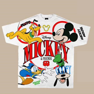 Power 7 Shop เสื้อยืดการ์ตูน ลาย MICKEY MOUSE ลิขสิทธ์แท้ DISNEY ตะเข็บเดี่ยว (MOP-001)