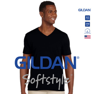 GILDAN® ซอฟสไตล์ เสื้อยืดแขนสั้น คอวี - ดำ 36C