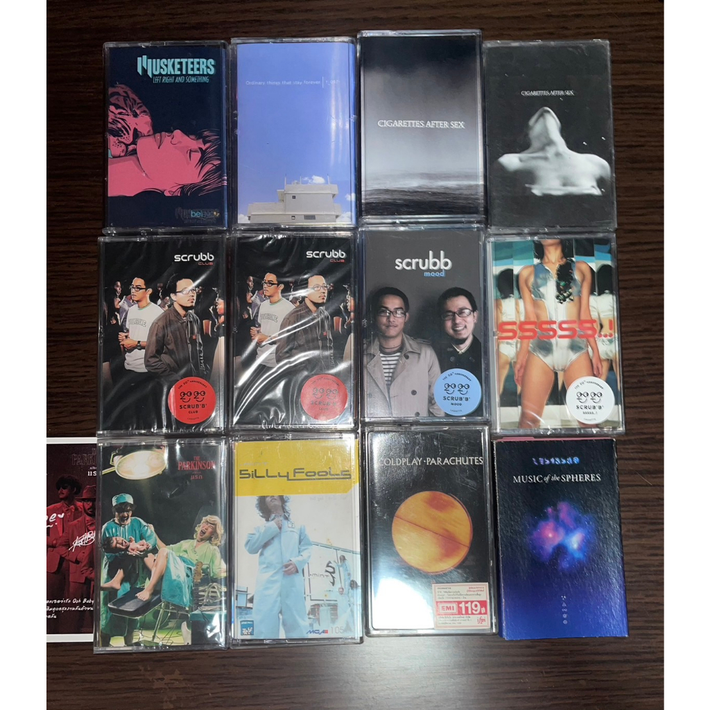 เทปเพลงไทย สากล เทปคาสเซ็ท cassette tape: Musketeers, T_047, Coldplay, The parkinson, Scrubb, Silly 