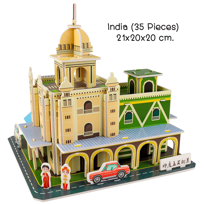 (Street Food Viewพร้อมส่ง 4 แบบ) 3D Puzzle Asian Series โมเดลกระดาษ บรรยากาศตลาดในประเทศต่างๆ - รูปที่ 3