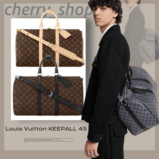 🍒หลุยส์วิตตอง 🍒Louis Vuitton กระเป๋ารุ่น Keepall Bandoulière 45 กระเป๋าเดินทางผู้ชาย🍒