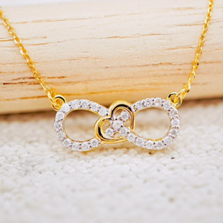 [ 📌พร้อมส่ง ] สร้อยคอพร้อมจี้อินฟินิตี้ เพชรแท้น้ำ100 💎 ทองคำแท้9K (ทอง37.5%) ✨เพชรเบลเยี่ยมแท้✨ ขายได้ [9KPN187]