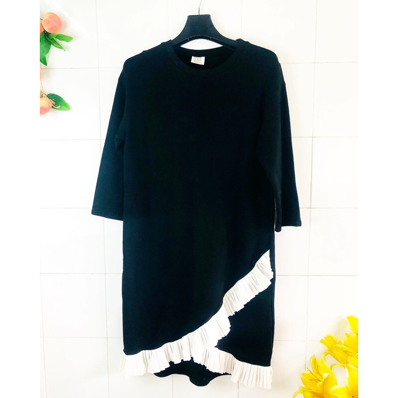 #ชุดเดรส#Mschf#ผ้ายืดแขนยาวสีดำNEW (จากHongKong)