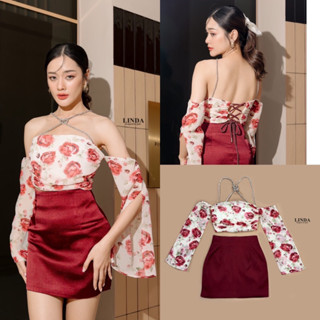 เซทเสื้อซีทรูกับกระโปรงสั้น ชุดเซทแซ่ปๆ งานป้าย Linda
