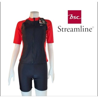 ชุดว่ายน้ำผู้หญิง BSC streamline ลดเยอะมาก(เสื้อซิป+กางเกง)มีซับในมีฟองน้ำกันUV