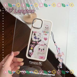 🌈Langton🌸ขอบเต็ม ป้องกันการหล่น iphone 11 14 pro max ขอบขาว เคสใส การ์ตูน ลูกสุนัข หวานสวย case for iPhone 12 13