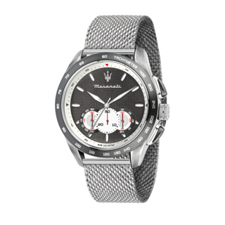 [2 Years Warranty] Maserati TRAGUARDO Silver Mesh Band Chronograph 45mm Mens Watch R8873612008