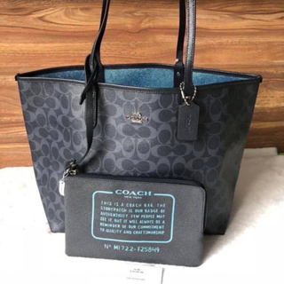 REVERSIBLE CITY TOTE IN SIGNATURE AND METALLIC CANVAS (COACH F25849)